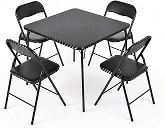 Folding Card Table and Chairs Set of 4, 5-Piece Foldable Dining Table Set, Space Saving Small Table and Chairs for Apartment, Game Room, Indoor Use, No Assembly Required