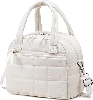 LEDAOU Lunch Box for Women Lunch bag Quilted Puffer Lunch Box with Adjustable Strap Insulated Reusable LunchBox for Work School Picnic Travel
