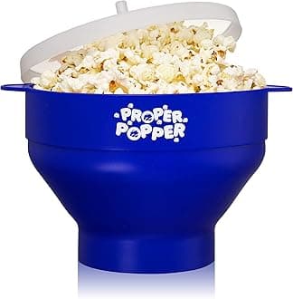 Proper Popper The Original Microwave Popcorn Silicone Popcorn Maker, Collapsible Bowl BPA Free & Dishwasher Safe - (Blue)