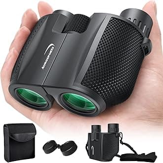 Aurosports Compact Binoculars for Adults and Kids - 10x25 Small Lightweight Binoculars for Bird Watching, Easy Focus for Theater, Cruise & Travel - Ideal Gift with Carrying Case & Strap
