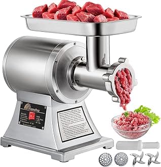 Happybuy Commercial Meat Grinder,550LB/h 1100W, 220 RPM Heavy Duty Stainless Steel Industrial Meat Mincer w/2 Blades, Grinding Plates & Meat Pusher