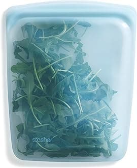Stasher Silicone Reusable Storage Bag, Half Gallon Bag, Reusable Freezer Bag, Microwave, Dishwasher, Oven Safe, Sous Vide, Premium Lunch Container, Eco Friendly, Food Storage Bag, 64 oz, Tide Pool