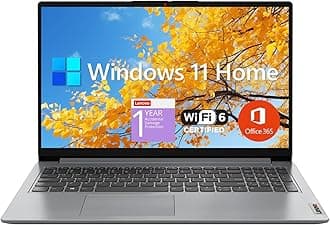 - IdeaPad 1 Student Laptop, 15.6" FHD Display, Intel Dual Core Processor, 12GB RAM, 512GB SSD + 128GB eMMC, 1 Year Office 365, Wi-Fi 6, Webcam, Bluetooth, SD Card Reader, Windows 11 Home, Grey
