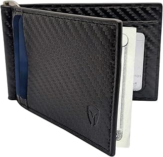 Bryker HydeRFID Blocking Slim Minimalist ID Inside Front Pocket Wallet, Money Clip, 9 Slots, Leather (Carbon Fiber Black)