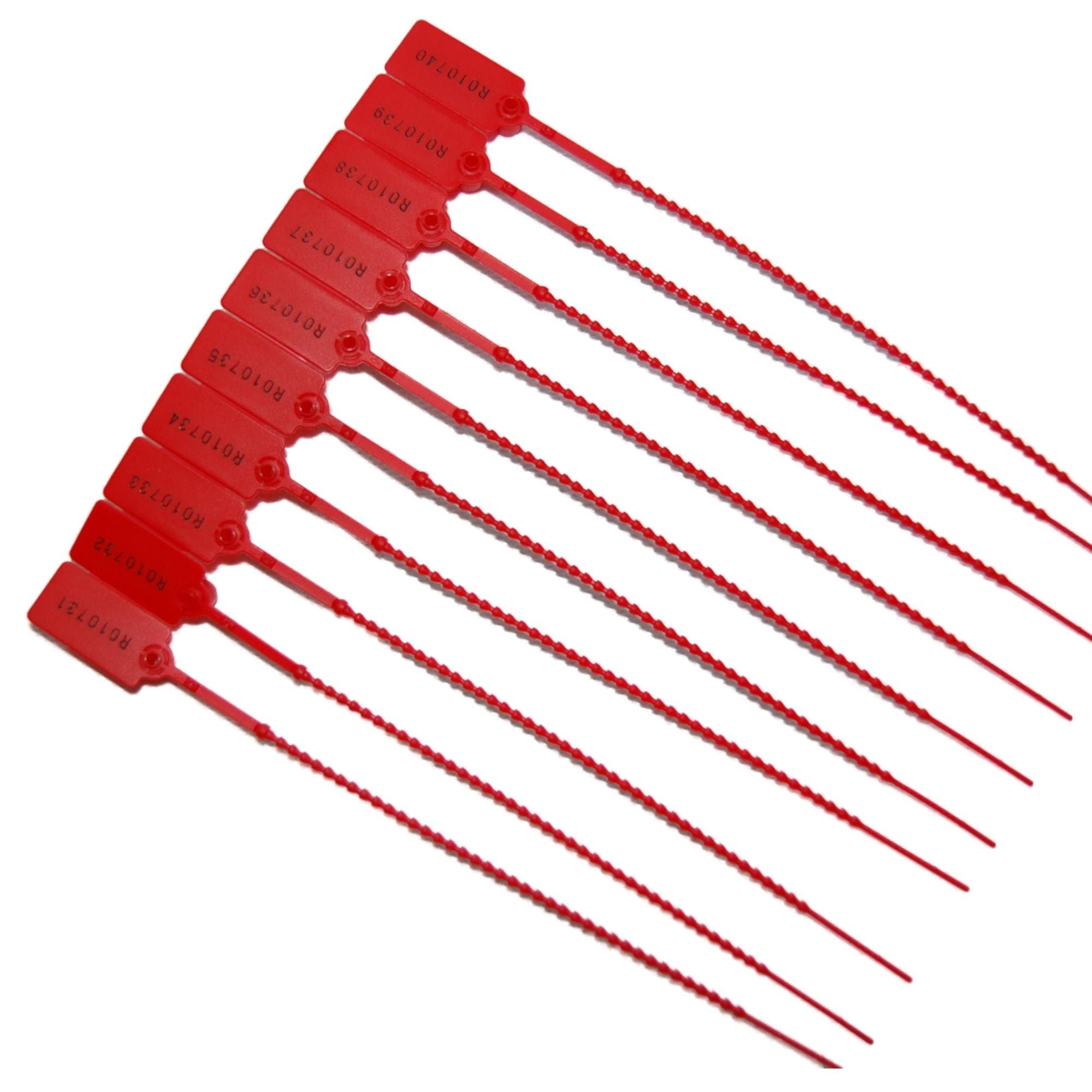 50 X RED SECURITY TAGS NUMBERED PULL TIES SECURE ANTI-TAMPER SEALS