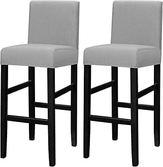 Lellen Bar Stool Covers Set of 2 - Jacquard Bar Stool Covers with Backs - High Stool Chair Covers for Kitchen Dining Room