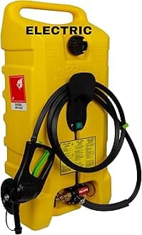 Scepter 14 Gallon Gas Caddy with Electric Fuel Pump, Flo ‘N Go Powered Portable Fuel Tank with Fill-Rite Transfer Pump and 10-Foot Hose for Farm, Marine, Commercial, and Home Use, Yellow