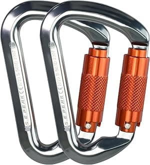 SEPEAK UIAA 30kN Climbing Carabiner Clips, Professional Heavy Duty Twist Locking Carabiners for Climbing,Mountaineering, Rappelling, Camping, Hiking, Swings, Large D Ring Hooks
