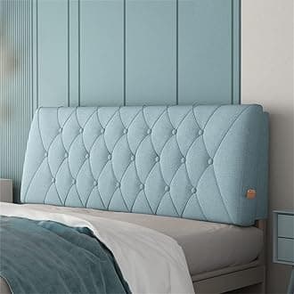 Bedside Cushion Bed Backrest Linen Headboard Cushion Support Reading Pillow Bolster for Twin Full Queen King Daybed Bed Bunk Bed Removable Washable,Blue,74.8"/190cm