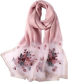 WINCESS.YU Silk Scarf for Women Lightweight Shawls and Wraps for Weddings Fashion Pashmina Shawl Embroidered Scarves