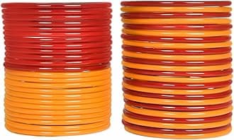 Swara Creations Plain Glass Bangle Set for Women/Smooth Finish Combo of Red &...