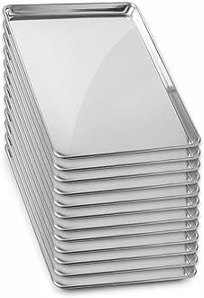 Gridmann 18 x 26 Commercial Grade Aluminium Cookie Sheet Baking Tray Pan Full Sheet - 12 Pans