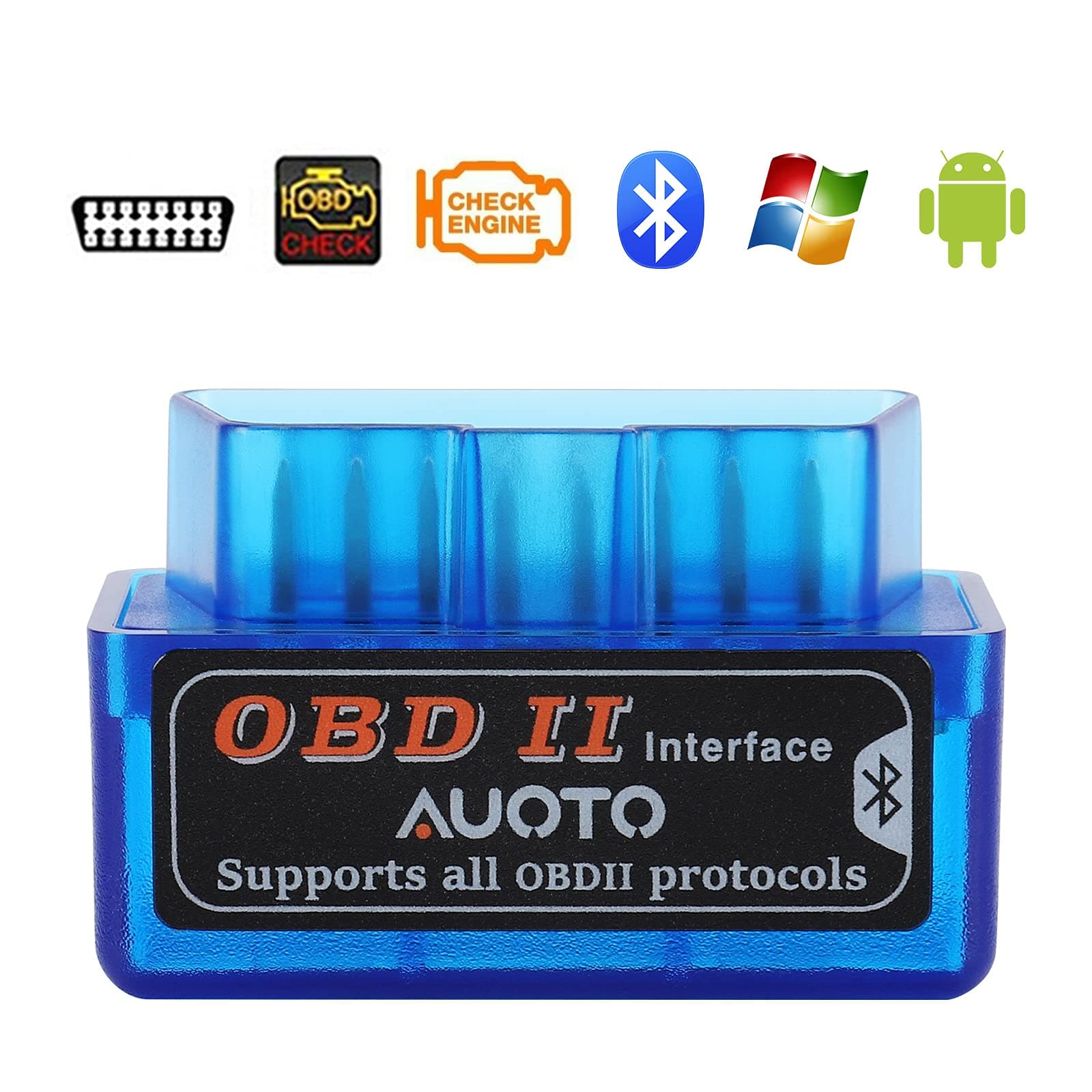 AUOTO Bluetooth Mini Elm327 OBD2 Scanner Car Diagnostic Tool Code Reader for Smart Phone Android Windows Symbian Englis