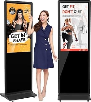 37 inch Indoor Digital Signage Touchscreen IPS Floor Standing Digital Kiosks Interactive Displays with WiFi HDMI/USB Input Auto AD Player, Android OS Black