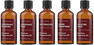 Mystic Moments | Christmas Fragrance Oil Gift Starter Pack 5x100ml | Christmas Pudding, Christmas Tree, Nutcracker, White Christmas, Yuletide Spice | Perfect as a Gift