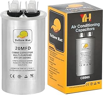Capacitor for Air Conditioner 20 uf MFD 370 or 440 Volt VAC, Multi-Purpose Round Capacitor-5 Year Warranty