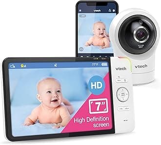 RM7764HD 1080p WiFi Remote Access Baby Monitor, 360° Pan&Tilt, 7” 720p HD Display, HD Night Vision, Soothing Sounds, 2-Way Talk, Temperature Sensor, Motion Detection, iOS & Android
