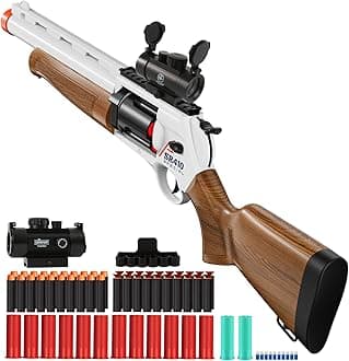 Toy Guns for Boys, Shotgun Foam Blaster,Large Revolver Children Outdoor CS Soft Bullet Toy Rifle, Birthday Xmas Gift for Kids Age 8+(Wood Grain)