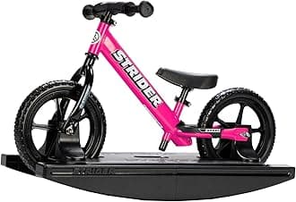 Strider 12” Sport Bike (Pink) + Rocking Base - Helps Teach Baby How to Ride a Balance Bicycle - for Kids 6 Months to 5 Years - Easy Assembly & Adjustments, PROCK-ST-S4PK