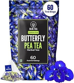 Butterfly Pea Flower Tea - 60 Tea Bags - Plant Based | ANTIOXIDANT RICH | Aparajita - Shankhpushpi | Caffeine Free - Detox Tea - Flower Based - Herbal Tea | Non - GMO | Zipper