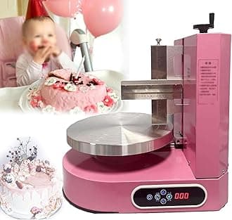 200W Cake Decorating Coating Machine, 4-12Inch Birthday Cake Baking Tools, Automatic Frosting Turntable with Graduated Scraper, Forward&Reverse Rotation Switching, Adjustable Rotation Speed, for Shops