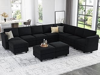 Belffin Modular Sectional Sofa with Storage Seat Oversized U Shaped Couch Velvet Modular Sofa Set with Ottoman Velvet Black