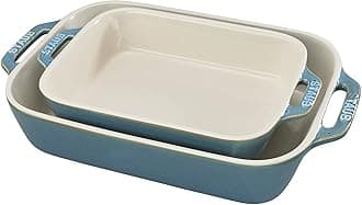 40511-924 Ceramics Rectangular Baking Dish Set, 2-piece, Rustic Turquoise