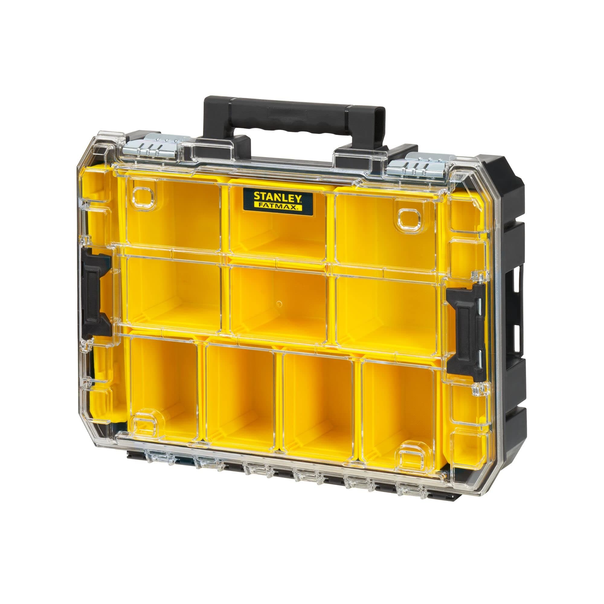 Stanley - FatMax FMST82967-1 Stackable Tool Box with Transparent Lid and 10 Sorting Inserts of Different Sizes, Can be Combined with Other TSTAK Boxes