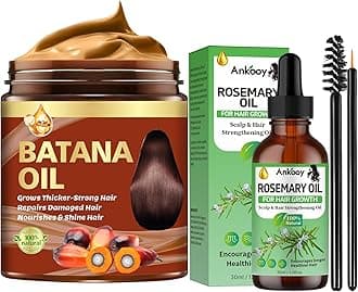 Batana Oil for Hair Growth & Rosemary Oil for Hair Growth,Raw Batana Hair Mask Rosemary Hair Growth Serum,Hair Loss Treatment,Hair Care for Dry Damaged Hair,Promotes Hair Thickness for Men Women