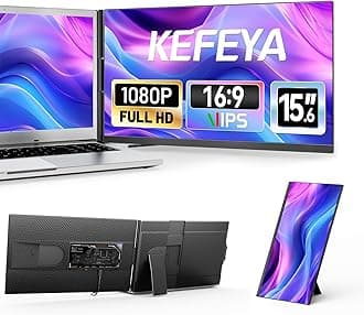 KEFEYA Laptop Screen Extender, 15.6" Fhd 1080P Ips Monitor, Ready-to-Use Dual Monitor Extender for 13 to 17.3 inch Laptops, Compatible with Mac, Windows, Android, Linux and Chrome.