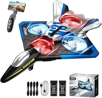 4DRC V31 RC Plane with Camera, Foam Remote Control Airplanes Drones for Kids Adults 8-12 12-16, RC Airplane Fighter Jet with Light, 360° Flip Fighter Jet Toy, Gravity Sensing, Stunt Roll, Airplane Toy