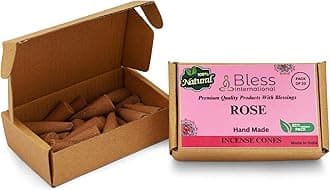Bless International Rose 100%-Natural-Incense-Cones Handmade-Hand-Dipped Organic-Chemicals-Free for-Purification-Relaxation-Positivity-Yoga-Meditation The-Best-scents (20 Count)