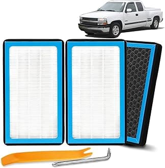 6001C Cabin Air Filter Compatible with Chevy Silverado 1500 Avalanche2500 Suburban 3500 Cadillac Escalade GMC Sierra Yukon Replaces Car Cabon Air Filters OEM CAF1707 Replacement