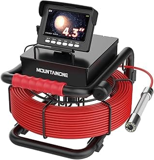 4.3" Sewer Inspection Camera with DVR, Drain Camera Snake IP68 Waterproof Pipe Endoscope Inspection, Drainage Cameras with 12 LED Lights for Plumber, 16GB