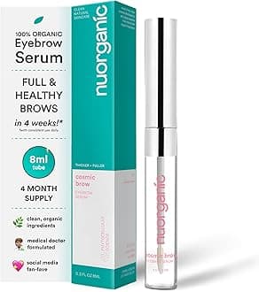 Eyebrow Serum Growth Enhancer Gel Naturally Grow Fuller, Darker & Thicker brows Plant Based Stem Cell Serum with Biotin & Growth Peptides Fast Absorbing, Vegan & Cruelty Free (8ML)
