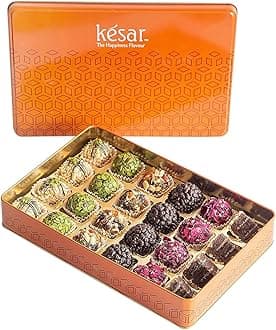 Dessert Drama by Kesar Sweets | Premium Sweets Hamper for Family -24 Piece Box (650 gm) � Rose Petal Laddu, Pista Ladoo, Khajoor Cake, Choco Chip Laddoo, Hazel Nut Ladoo, Very Berry Delight | Ladoo Sweets Gift Hamper for Family & Friends | Corporate Gifts for Staff