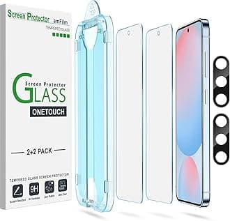 Auto-Alignment OneTouch for Samsung Galaxy S24 FE 6.7'' Screen Protector + Camera Lens Protector,Tempered Glass,30 seconds Installation, Bubble Free, Case Friendly, Anti-Scratch [2+2 Pack]