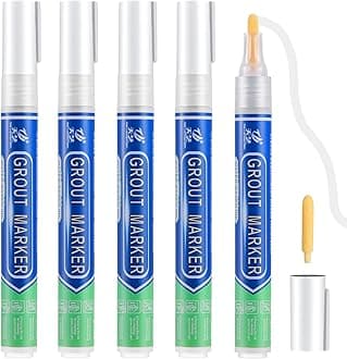 Tile Grout Paint White Grout Pen, 5 Pcs White Grout Pens, Tile Grout Reviver White Pens For Exterior Repair Of Bathroom, Kitchen, Porch And Patio Tile Grout Pens White