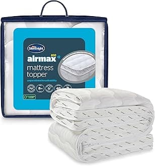 Silentnight Airmax 800 Double Mattress Topper - Extra Thick Deep Fitted Mattress Enhancer with 8cm Thick Cushioning, Mesh Sides to Increase Airflow and Elasticated Straps - Double, 190x135cm
