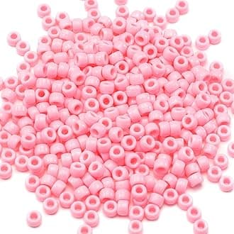 1000 Pcs Acrylic Pink DIY Pony Beads 6x9mm Bulk for Friendship Bracelet Necklace Jewelry Making Earring Pens Hair Beads Braiding Kit