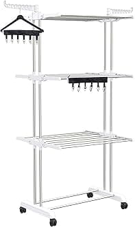 Synergy - Heavy Duty Stainless Steel Double Pole Foldable Cloth Dryer Stands/Clothes Drying Stand with EZEE Cloth Clipper Combo (SY-CS21-COMBO)