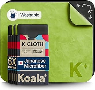 Koala Kloth Eyeglass Cleaning Cloth | Japanese Microfiber Lens Cleaner Cloth | Compatible with All Multi-Coated Eyeglasses and Camera Lenses (Pack of 6)