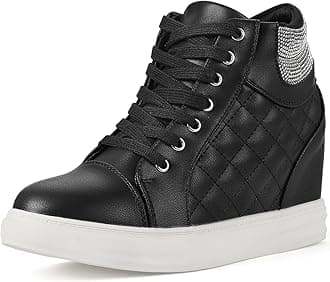 Ckrola Womens Fashion Platform Shoes Hidden Wedge Heel High Top Sneakers for Women Platform Boots Working Shoes Women