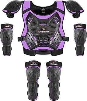 Kids Dirt Bike Gear Armor Vest Suit, Motorcycle Chest Protector with Knee Elbow Pads, Youth Riding Protective Gear for Motocross Cycling Skating Ski Off-Road
