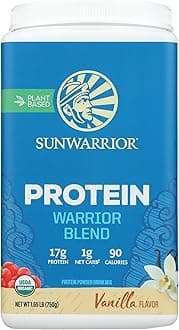 Sunwarrior Warrior Blend - Organic Vegan Plant Protein Powder with BCAAs and Pea Protein - Dairy free, Gluten Free, Soy Free, Non- GMO, Plant based protein powder, Sugar free and Keto Friendly