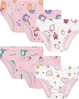 100% Cotton Girls Underwear Tagless Comfort Toddler Panties (6-Pack)