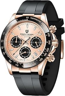 Pagani Design Watches for Men Daytona Homage Quartz Chronograph Watch Japan VK63 Movement Ceramic Bezel Screw Down Crown Waterproof Sport Rubber Strap Mens Watches
