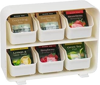 Mind Reader 6 Drawer Tea Bag Holder and Organizer White White STBORG-WHT