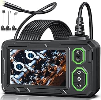 Endoscope Camera with Light, 4.3" Inspection Camera, 1920P HD Borescope with 8 LED Lights, IP67 Waterproof Snake Sewer Tools, 16.4ft Semi-Rigid Drain Endoscope Cool Gadget (Green)