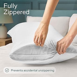 Niagara Sleep Solution 2 Pack Waterproof Pillow Protectors Queen 20x30 Inch Soft Close Quiet Covers White 100% Liquid Protection